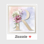 R Sticker Floral Monogram Burgundy (Feuille)