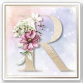 R Sticker Floral Monogram Burgundy (Devant)