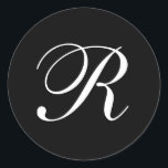 R Stickers noir et blanc Monogrammes<br><div class="desc">Ces autocollants sont dotés d'un élégant monogramme R cursif. Idéal pour les faveurs de mariage,  enveloppes,  etc.</div>