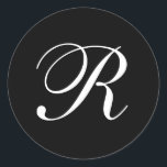 R Stickers noir et blanc Monogrammes<br><div class="desc">Ces autocollants sont dotés d'un élégant monogramme R cursif. Idéal pour les faveurs de mariage,  enveloppes,  etc.</div>