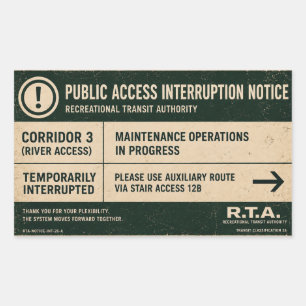 R.T.A. Openbare Toegang Interruptiemeldingsticker Rechthoekige Sticker