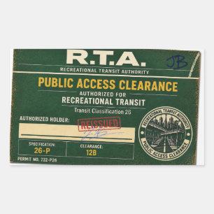 R.T.A. Opnieuw uitgegeven Openbare Toegang Clearan Rechthoekige Sticker