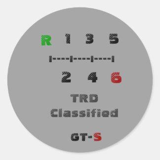 R, TRD Classified, 1 3 5, I—I—I—I,... Ronde Sticker
