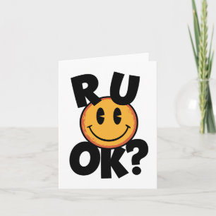 R U Ok Smiley Face Mental Health Design Sticker Kaart