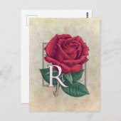 R voor Rozen BloemMonogram Briefkaart (Voorkant / Achterkant)
