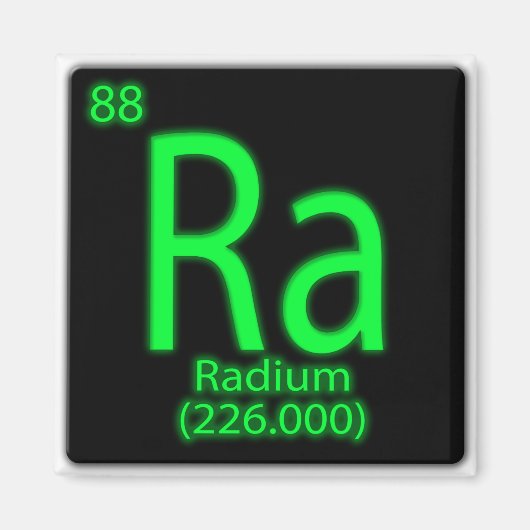 Ra Radium gloeit in het donker. Radium werd gebrui Magneet (Voorkant)