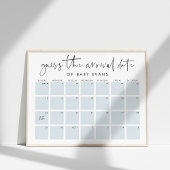 Raad Baby's Aankomstdatum Baby shower Game Poster