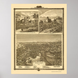 Raad Bluffs, IA Panoramic Map - 1875 Poster