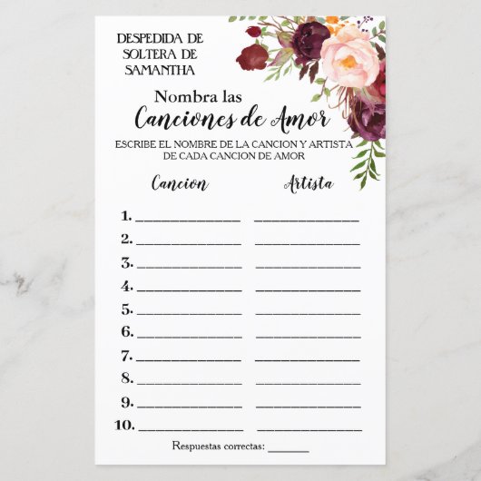 Raad dat liedje bruidsborrel engels spaans spel (Achterkant)