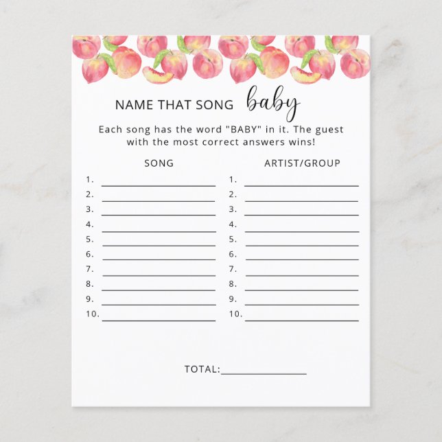 Raad dat liedje \ Perzik babyshower spel (Voorkant)
