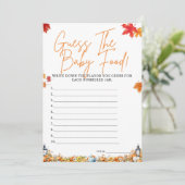 RAAD DE BABY FOOD Baby shower spel Schattige pompo Kaart (Staand voorkant)