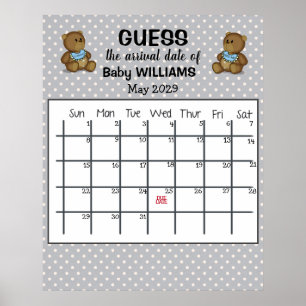 Raad de Bevalling Datum Kalender met Beren Poster