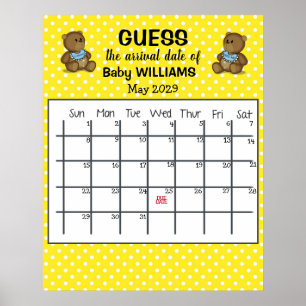 Raad de Bevallingdatumkalender met berenposter Poster
