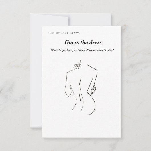 Raad de bruid jurk vrijgezellenfeest spel kaart (Voorkant)