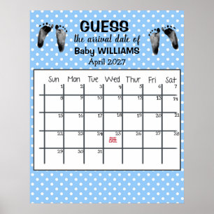Raad de datum kalender baby voetafdrukken poster
