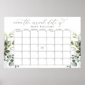 Raad de datum kalender Eucalyptus grijsgroen Poster (Voorkant)