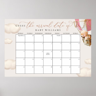 Raad de datum kalender Roze Beer Poster