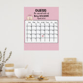 Raad de datum van de bevalling Kalender Baby Meisj Poster (Keuken)