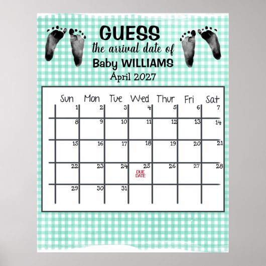 Raad de datum van de bevalling Kalender Baby voeta Poster (Voorkant)