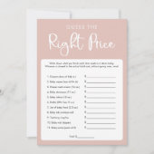 Raad de juiste prijs baby shower spel kaart (Voorkant)