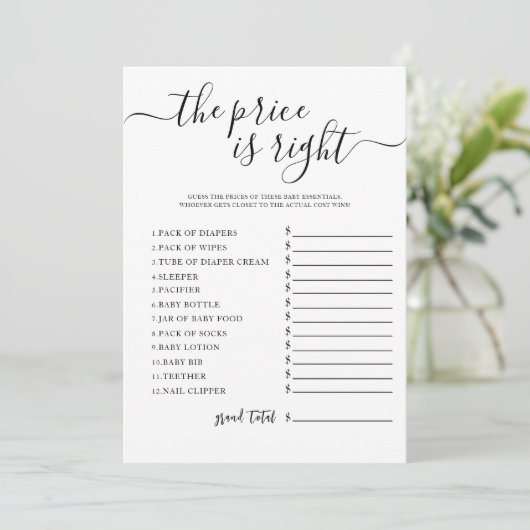 Raad de prijs Baby shower Game Kaart (Staand voorkant)