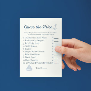 Raad de Prijs Baby Shower Spel Nautisch Thema Flyer
