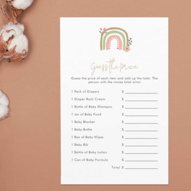 Raad de Prijs Boho Regenboog Baby Shower Spel (Creator heeft geüpload)