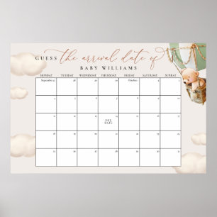 Raad de uitgerekende datum kalender Green Bear Poster