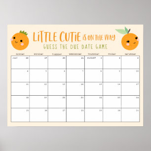 Raad de vervaldatum Oranje Little Cutie Baby showe Poster