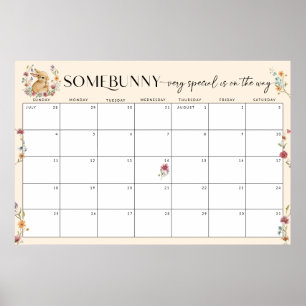Raad de vervaldatum Somebunny Baby shower Kalender Poster