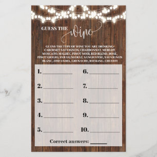 Raad de Wine Western Vrijgezellenfeest Game Kaart