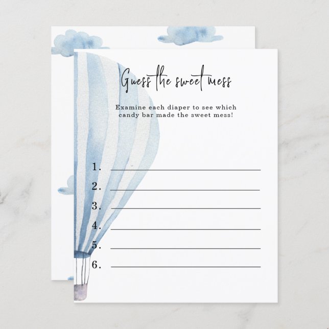 Raad de zoete puinhoop - baby shower spel (Voorkant / Achterkant)
