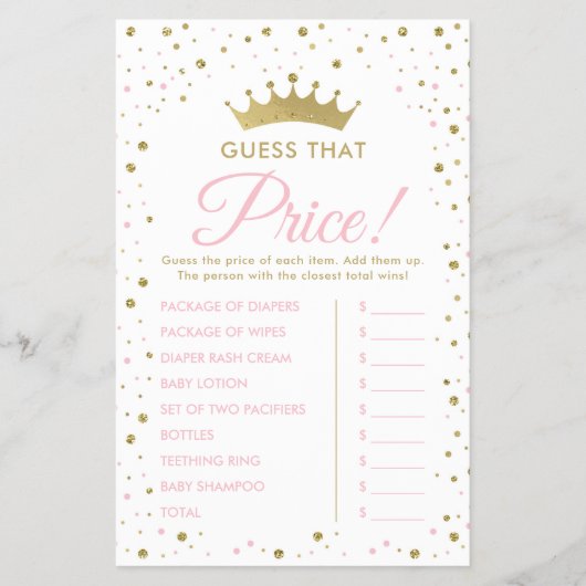 Raad Die Prijs Baby Shower Spel Flyer (Voorkant)