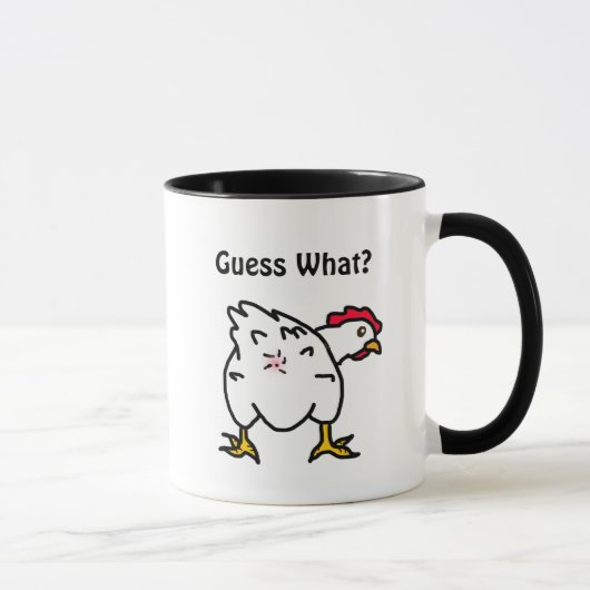 Raad eens? Chicken Butt Funny Chicken Humor Mok (Rechts)