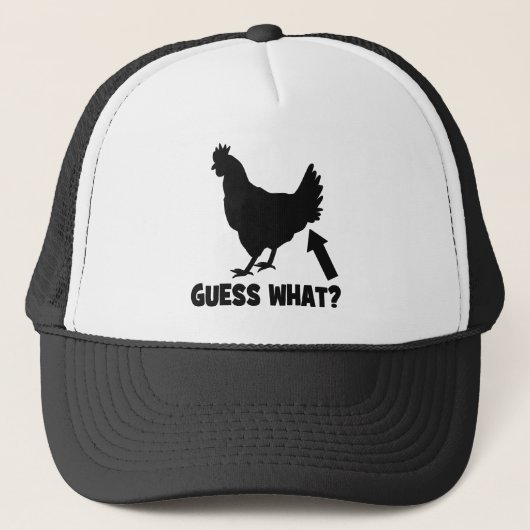 Raad eens? Chicken Butt Trucker Hat Trucker Pet (Voorkant)