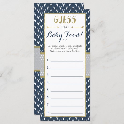 Raad eens dat Baby-voedselspel, Baby shower, Deer (Voorkant / Achterkant)