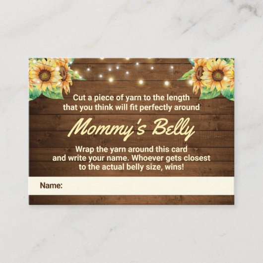 Raad eens dat Mommys Belly Game Card Sunflower Bab Informatiekaartje (Voorkant)