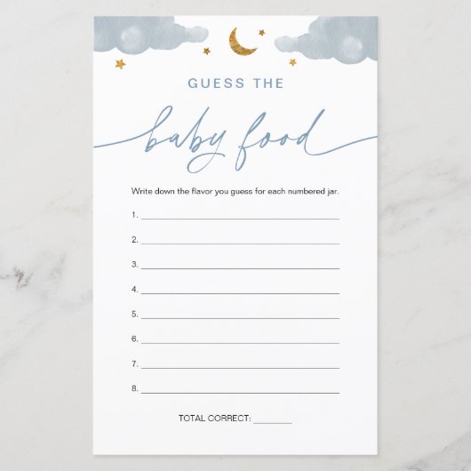 Raad eens de Baby Food Game Kaart Twinkle Little S (Voorkant)