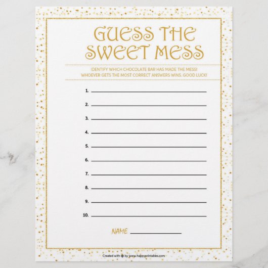 Raad eens de Sweet Mess [Golden Sparkles] Briefhoofd (Voorkant)