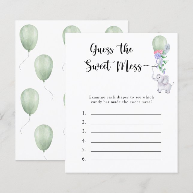 Raad eens de Sweet Mess spel - Olifant (Voorkant / Achterkant)