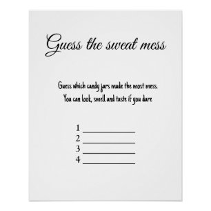Raad eens de zweet puinhoop baby shower spel perfect poster