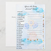 Raad eens het Baby Animal Game Baby shower (Voorkant / Achterkant)