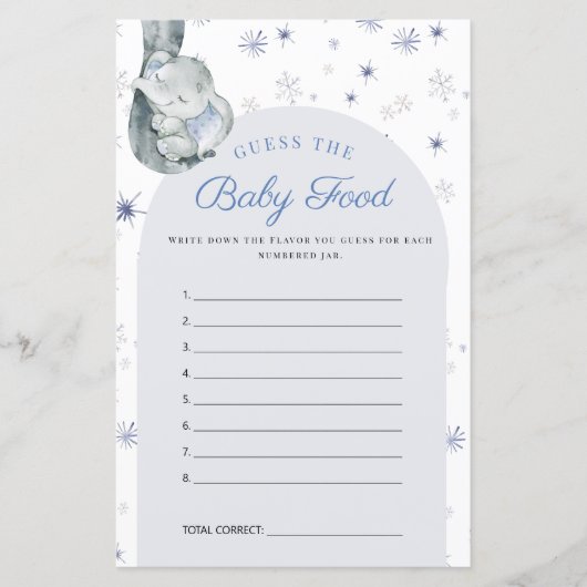 Raad eens het Baby Elephant Blue Baby shower (Voorkant)