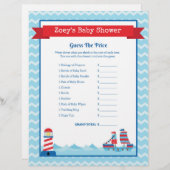 Raad eens het Baby shower Prijsspel Nautical Theme (Voorkant / Achterkant)
