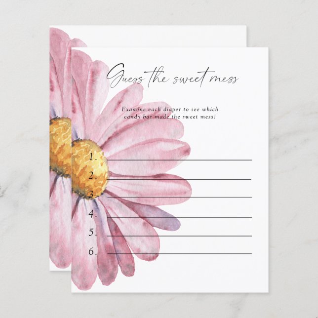 Raad eens het Sweet Mess Baby shower Game - Daisy (Voorkant / Achterkant)