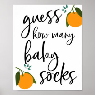 Raad eens hoeveel baby sokken ondertekenen poster