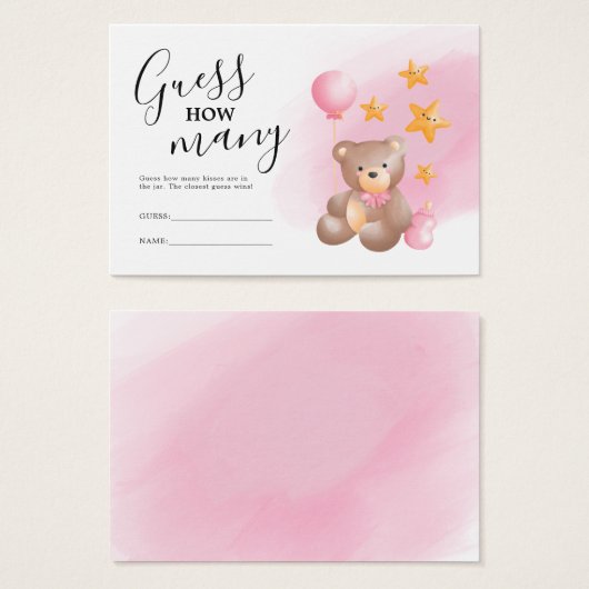 Raad eens hoeveel Beer Baby shower Game Visitekaartje (Voorkant /achterkant)
