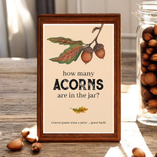 Raad eens hoeveel eikels Herfst Baby shower spel t