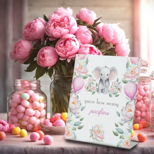 Raad eens hoeveel fopspenen Baby olifantspioenen Reclamebord Met Voetstuk