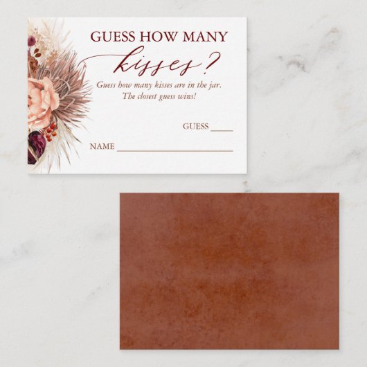 Raad eens hoeveel Kisses Pampas Grass Game Kaarten (Voorkant / Achterkant)